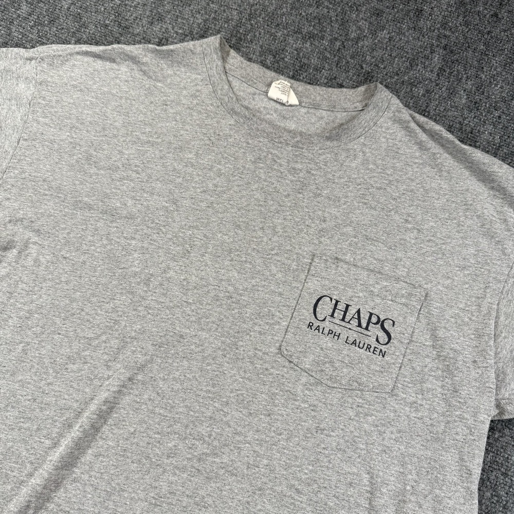 Chaps Ralph Lauren Shirt Mens XL Pocket Tee Made in‎ USA Classic Crewneck Casual